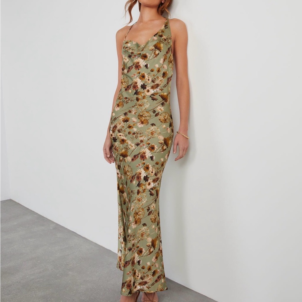 Olive Floral Maxi Dress